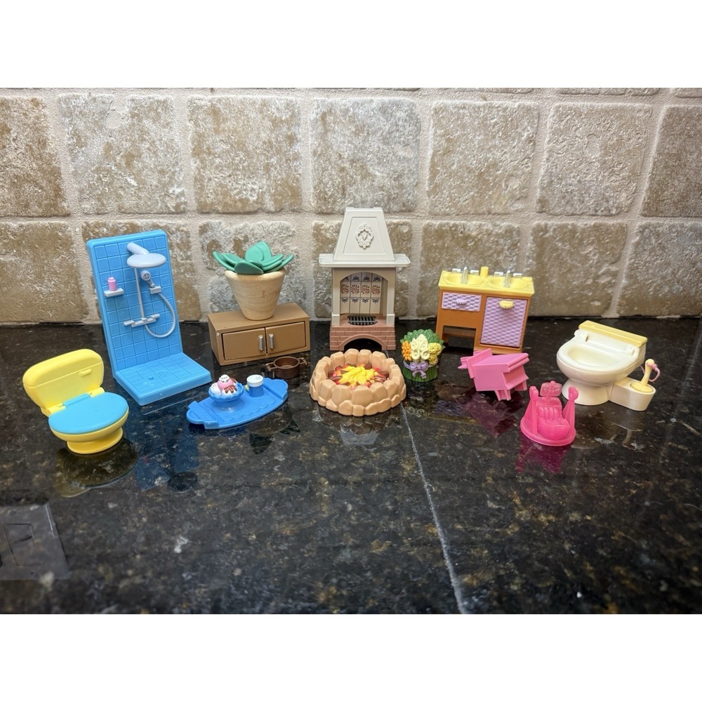 Mixed Lot Fisher Price Loving Family Dollhouse Furniture & Other Brands 10+ Pc